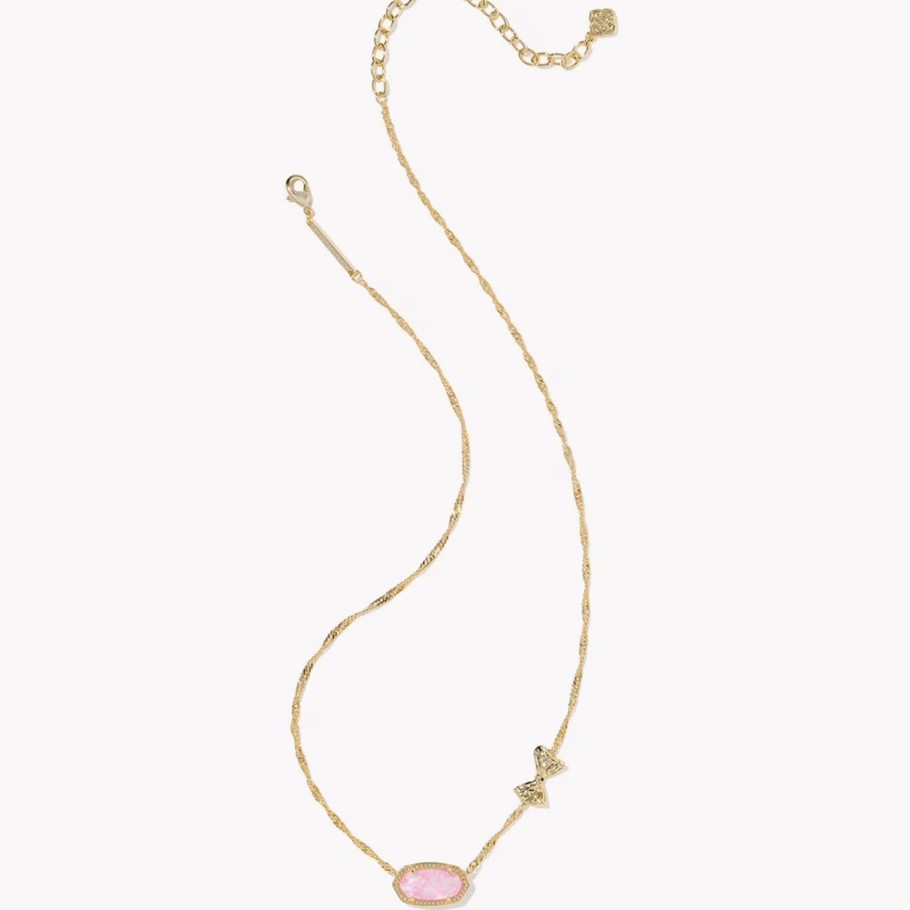 NEW Kendra Scott X Love Shack Fancy Bow Tie Pink Necklace - Picture 2 of 6